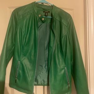 Green faux leather rocker jacket